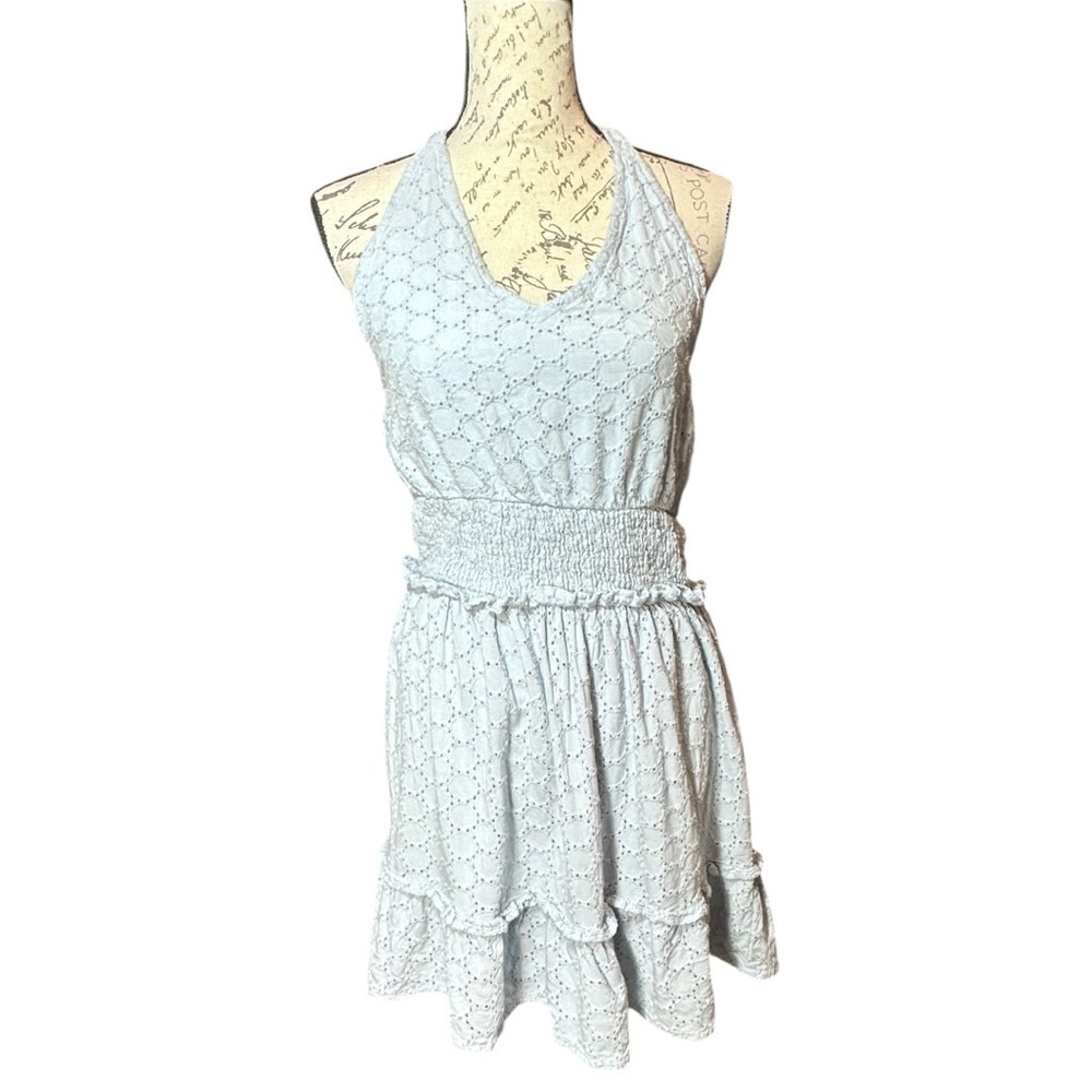 Jessica Simpson Eyelet Light Blue Halter Sundress Size Medium